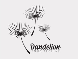 Dandelion flower logo simple creative template on white background . Vector design