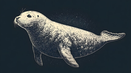 Seal, letterpress style, black & white