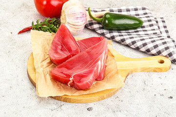 Canvas Print - Raw fresh tuna fish steak