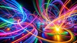© Caitlin - Vibrant neon light streaks form abstract patterns against a dark background, creating an energetic and dynamic