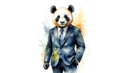 Wall Mural - Panda in a Suit: A Wild Businessman - a panda in a corporate suit, blending the wild and the professional. Humorous image. Business. Animal. 3