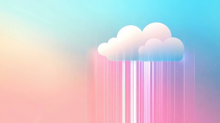 Poster - A whimsical cloud adorned with colorful lights and sleek lines, perfect for adding charm to your modern design project.