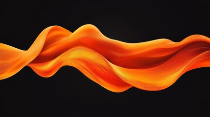 Canvas Print - Captivating abstract orange waves dance against a sleek black backdrop, featuring contour lines and twisted particle designs.