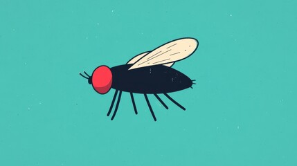 Sticker - A detailed closeup of a fly showcasing intricate textures in a vibrant, modern cartoon illustration style.