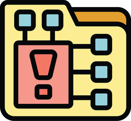 Wall Mural - data folder is showing warning message for system error, programming language icon