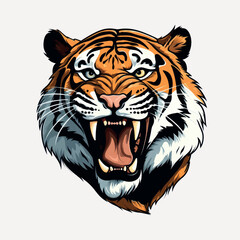 Sticker - Fierce tiger head illustration