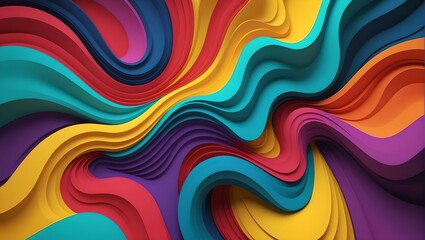 Wall Mural - Abstract colorful background with curves and waves, modern art design wallpaper