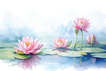 Poster - Serene lotus flowers in water