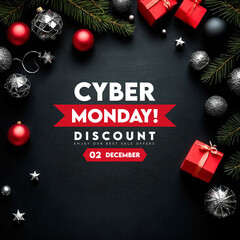 Cyber monday december event sale discount offer wish shopping concept logo social media post design