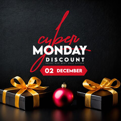 Cyber monday december event sale discount offer wish shopping concept logo social media post design