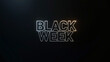 © avaye - Black Week banner with glowing white and gold outlined text on a dark background, minimalist design