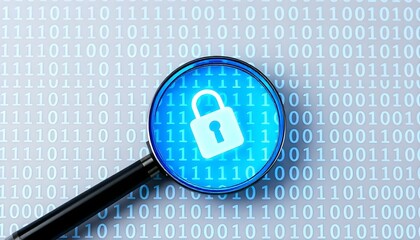 Padlock symbol found in binary code representing data encryption and secure authentication