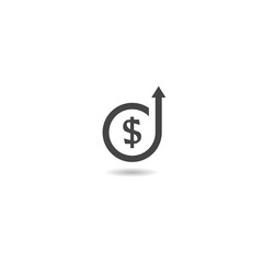 Canvas Print - Dollar rate increase icon with shadow