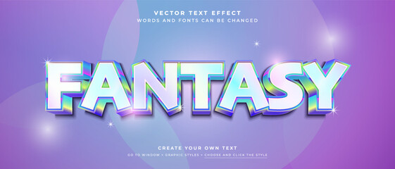 Wall Mural - 3d holographic fantasy text effect on abstract background, vector graphic style