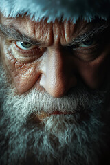 Poster - A close up of a man with a white beard and a santa hat