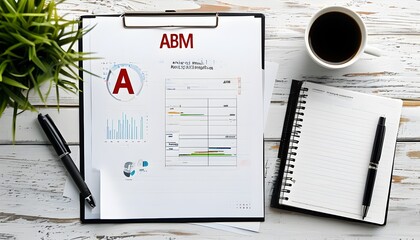 ABM Account Based Marketing Strategies Illustrated with Charts on an Office Table