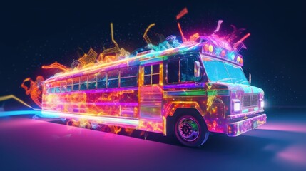 Canvas Print - Neon Bus