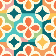 Poster - Colorful geometric floral pattern