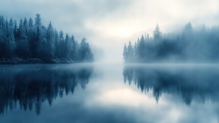 Canvas Print - Misty Morning Reflections