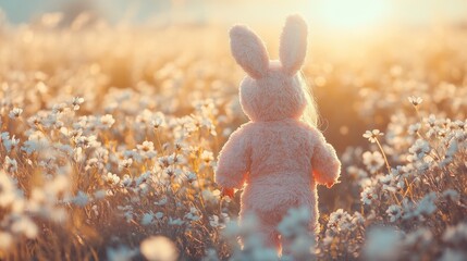 Wall Mural - Bunny in a Field of Flowers