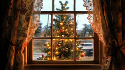 Canvas Print - Christmas Tree Through a Window