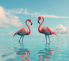 pink flamingo on the water