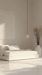 Wall Mural - A stylish bedroom interior with a minimalist design. 