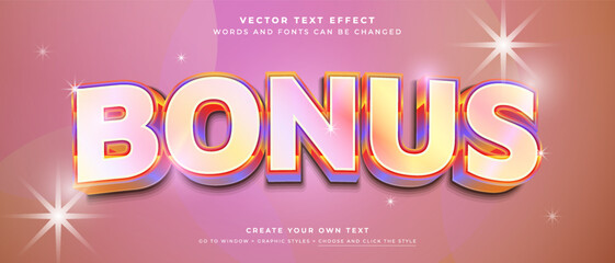 Wall Mural - 3d holographic bonus text effect on abstract background, jackpot bonus vector graphic style