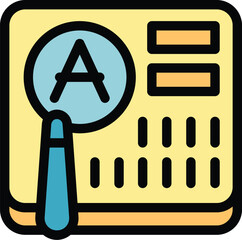 Wall Mural - this color icon represents the concept of automation testing with a magnifying glass focusing on the