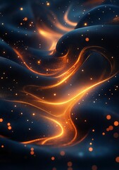 Wall Mural - Abstract background with glowing particles.Abstract blue wavy background. 3d illustration.