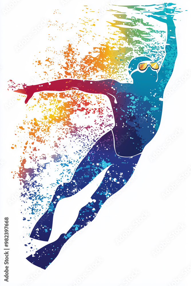 Male athlete swimmer doing a training exercise for a swimming sports ...