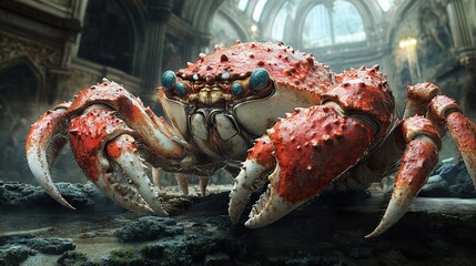 A Giant Crab in a Gothic Ruin