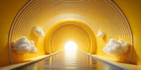 Canvas Print - 3d illustration of the tunnel of the tunnel with a lot of lights