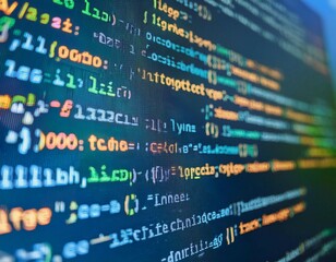 software code on a computer screen, illustrating programming, coding, and software development.