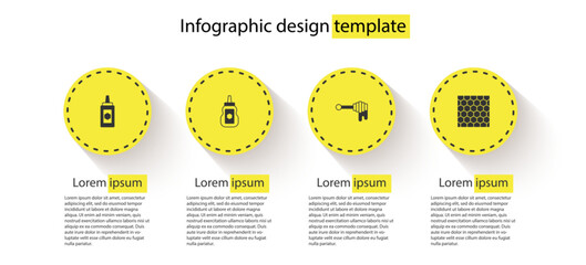 Poster - Set Jar of honey, , Honey dipper stick with and Honeycomb. Business infographic template. Vector