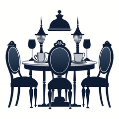 Dining table vector illustration isolated on a white background