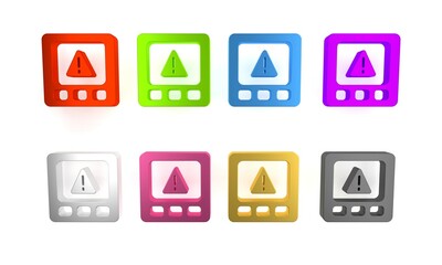 Poster - Colorful Gps device error icon isolated on white background. Minimalism concept. 3D render illustration