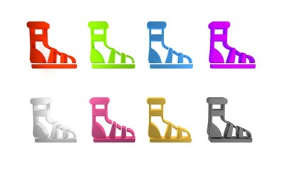 Wall Mural - Colorful Slippers with socks icon isolated on white background. Beach slippers sign. Flip flops. Minimalism concept. 3D render illustration