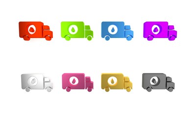 Sticker - Colorful Plumber service car icon isolated on white background. Minimalism concept. 3D render illustration