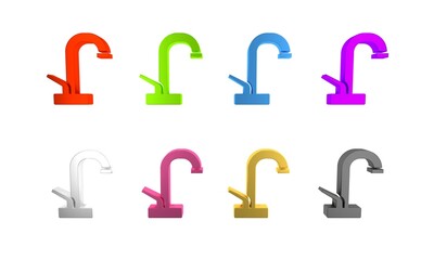 Sticker - Colorful Water tap icon isolated on white background. Minimalism concept. 3D render illustration