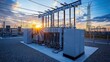 © Gasspoll - Electric power substation at sunset with industrial equipment