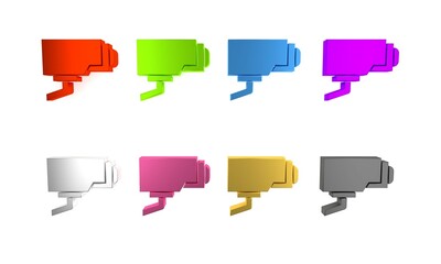 Poster - Colorful Security camera icon isolated on white background. Minimalism concept. 3D render illustration