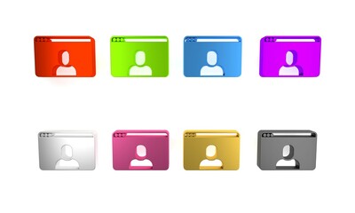 Sticker - Colorful Video chat conference icon isolated on white background. Online meeting work form home. Remote project management. Minimalism concept. 3D render illustration