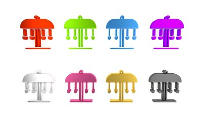 Sticker - Colorful Attraction carousel icon isolated on white background. Amusement park. Childrens entertainment playground, recreation park. Minimalism concept. 3D render illustration