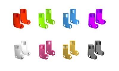 Poster - Colorful Socks icon isolated on white background. Minimalism concept. 3D render illustration