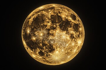 Wall Mural - a large full moon with intricate sacred geometry patterns within its glow
