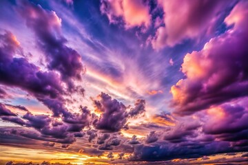 Wall Mural - Purple and orange clouds at sunset