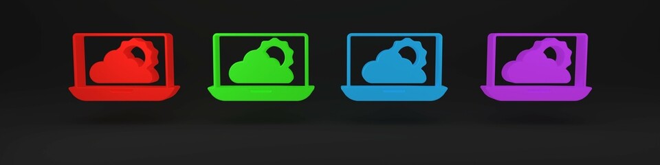 Sticker - Colorful Weather forecast icon isolated on black background. Minimalism concept. 3D render illustration