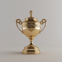 Gold cup or trophy isolated on a white background, representing the concepts of winning, success, and being on top.