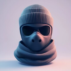 Wall Mural - 3D Icon: Warm Mask for Skiing in Cold Weather Illustration Logo